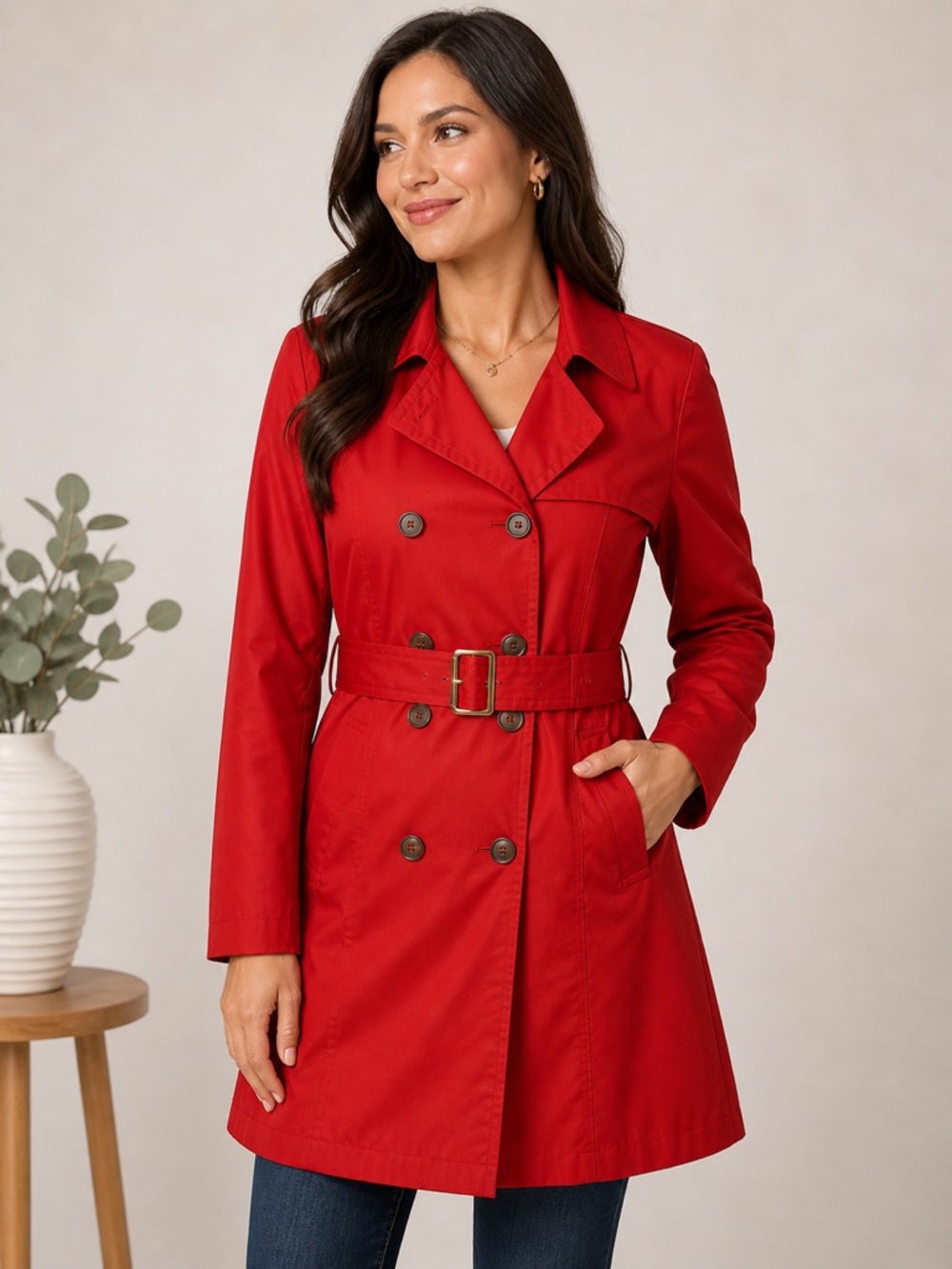 Boss Red Double-Breasted Trench Coat with Belt